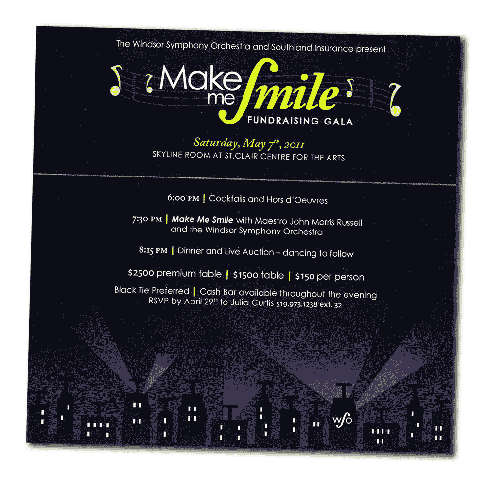 Make Me Smile Gala inviation