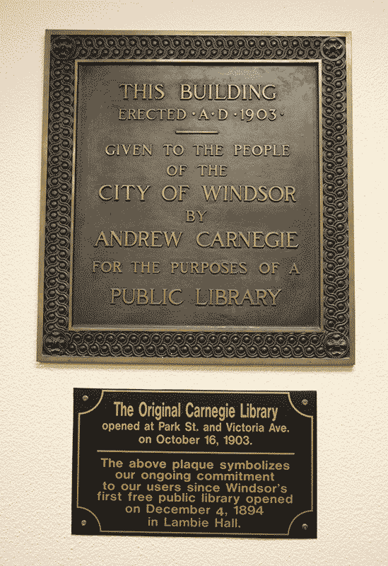 Carnegie Historic Plaque